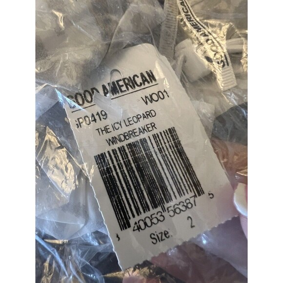 Good American Size Medium /2 Icy Leopard Windbreaker White Hoodie Jacket Beltbag - Picture 5 of 8